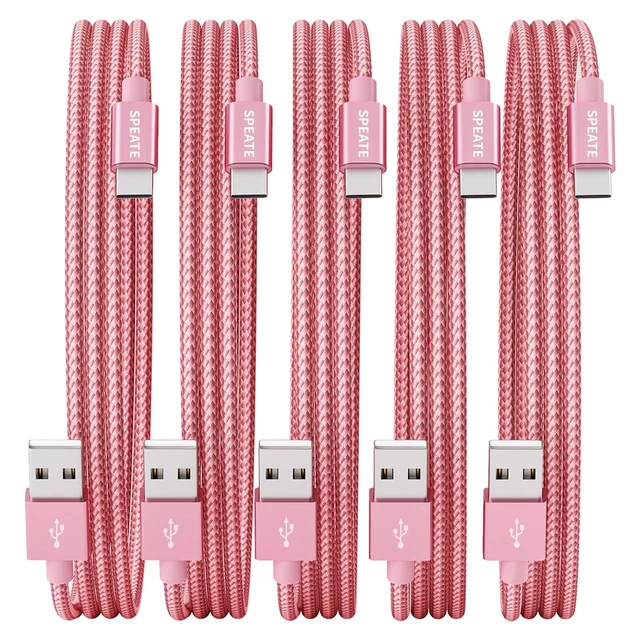 Main image of USB to USB C Cable (5-Pack, 3/3/6/6/10FT), USB A to Type C Cable, Fast Charging Nylon Braided Sync Transfer Cord USB C Charger for Phone 16/15/iPad, Galaxy S/Note/A, Pixel and More