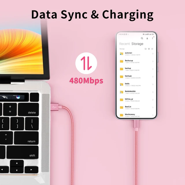 Alt view image 6 of 7 - USB to USB C Cable (5-Pack, 3/3/6/6/10FT), USB A to Type C Cable, Fast Charging Nylon Braided Sync Transfer Cord USB C Charger for Phone 16/15/iPad, Galaxy S/Note/A, Pixel and More