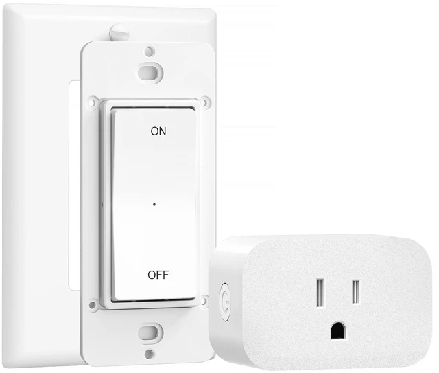 Main image of Wireless Magnetic Remote Control Outlet Plug 15A 1875W, No Wiring Rocker Wall Switch 100FT RF, Remote Plug for Table Floor Lamp, LED Ceiling Lights, Hexagon Garage Lighting Christmas Decor