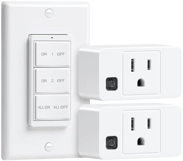Main image of Remote Control Outlet with Decorator Rocker Magnetic Wall Switch | Portable Magnetic Switch, 200FT Wireless Range, Mini Plug, 15A/1875W, for Lamps/Lights/Household Appliances, ETL & FCC Listed