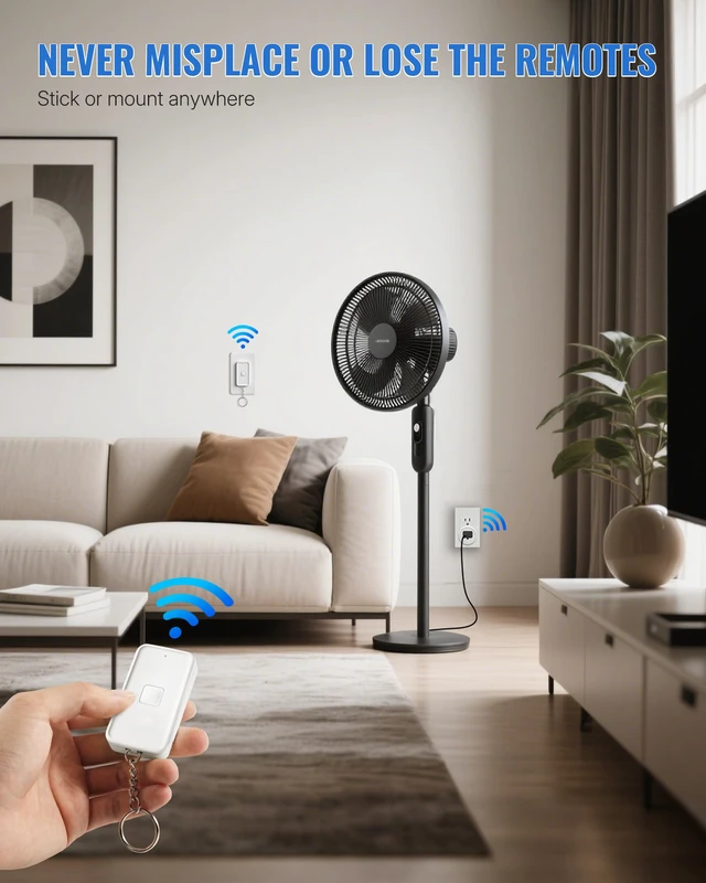 Alt view image 2 of 7 - Remote Control Outlet Wireless Wall Switch, Wireless On Off Remote Switch Outlet with Magnetic Base for Light, Lamp, 100ft RF Range, 10A/1250W, Two Switches for One 0utlet W14RC2106