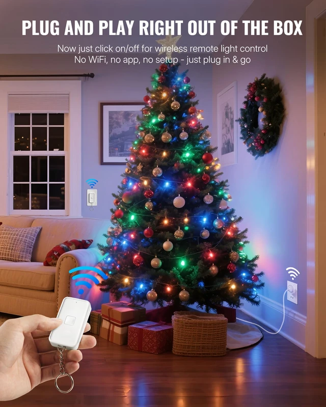 Alt view image 4 of 7 - Remote Control Outlet Wireless Wall Switch, Wireless On Off Remote Switch Outlet with Magnetic Base for Light, Lamp, 100ft RF Range, 10A/1250W, Two Switches for One 0utlet W14RC2106