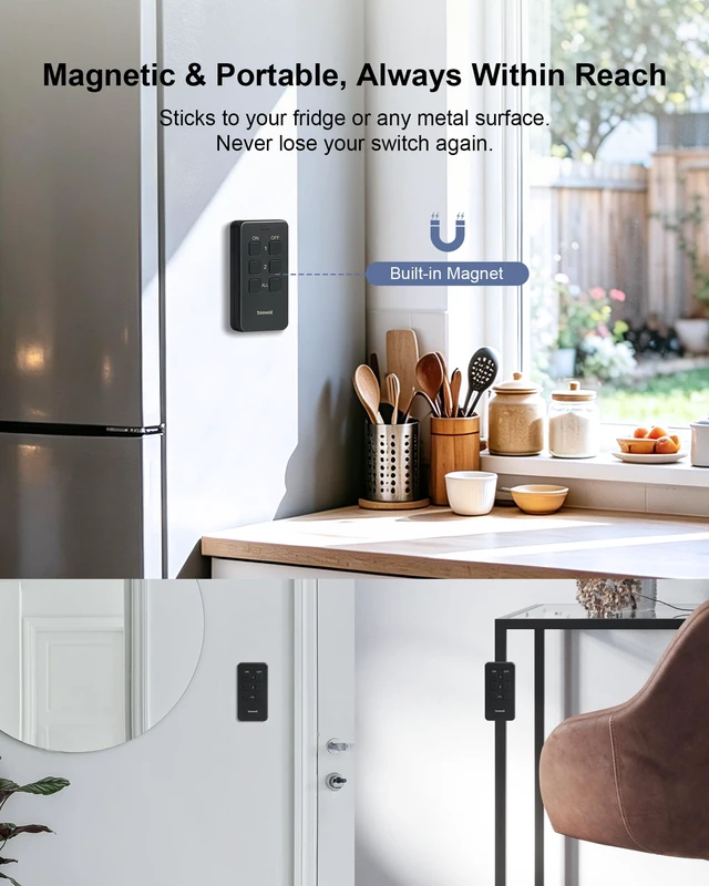 Alt view image 6 of 7 - 2 Independent Control Outdoor Remote Outlets with Magnetic Switch | 200FT Wireless Range, Portable Remote Switch, 15A/1875W, Weatherproof for Lights, Fountains, Pumps, Appliances, ETL Listed