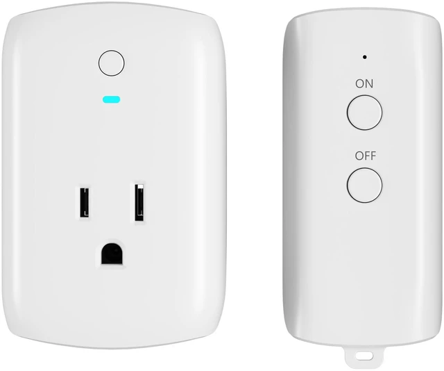Main image of 80 Ft Remote Control Outlet Plug On/Off Switch Kit, No WiFi Needed Wireless 3 Prong Power Light Switch, Long RF Range Low-Profile Compact for Lamps Fans Household Small Appliances Christmas-ETL-White