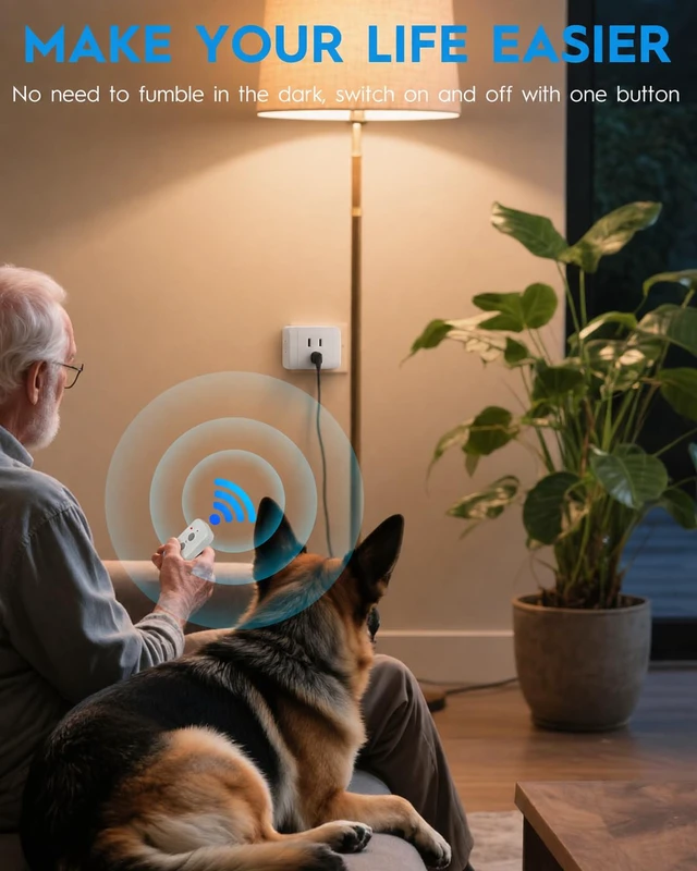 Alt view image 2 of 5 - Wireless Outlet Switch, Remote Plug in for Lights Indoor. RF Outlet Adapter, Programmable Electrical Light Switch. Smart Plug Alternative No WiFi Needed. Battery Remote1 Remote + 1 Outlet