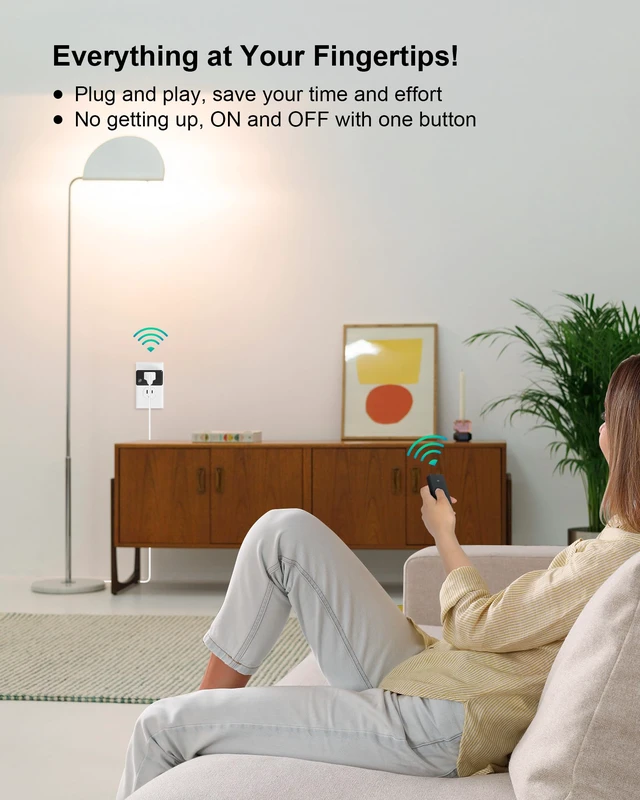 Alt view image 3 of 7 - Remote Control Outlet, 200FT Long Range Remote Light Switch, Black | Mini Electrical Outlet Plug, 15A/1875W High-Power for Lamps, Lights, Household Appliances, ETL & FCC Listed, Pre-Programmed