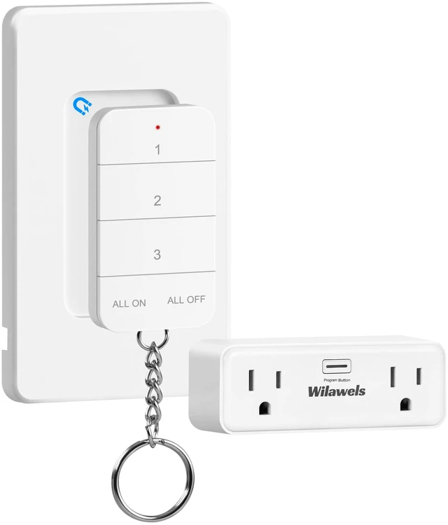 Main image of Remote Control Outlet with 2 Independent Control Sockets, Wireless Light Switch, Expandable Remote Outlet Switch for Christmas Tree Lights, String Lights, 15A/1875W/125V, FCC Listed