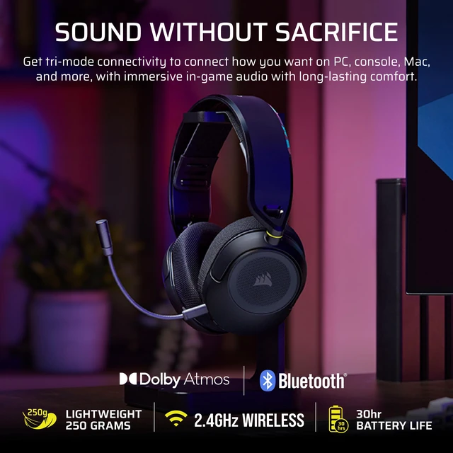 Alt view image 2 of 7 - HS35 v3 Wireless Gaming Headset with Mic Carbon | 2.4GHz & Bluetooth (PC/PS5/PS4/Switch/Mac/Mobile), Lightweight Comfort, Dolby Atmos