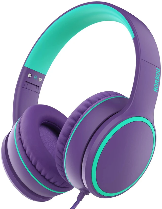 Main image of R10 Over-Ear Headphones with Microphone, Lightweight Folding Stereo Bass Headset with 1.5M No-Tangle Cord, Portable Wired Headphones for Smartphone Tablet Computer MP3 / 4 (Purple)