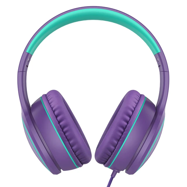 Alt view image 2 of 7 - R10 Over-Ear Headphones with Microphone, Lightweight Folding Stereo Bass Headset with 1.5M No-Tangle Cord, Portable Wired Headphones for Smartphone Tablet Computer MP3 / 4 (Purple)