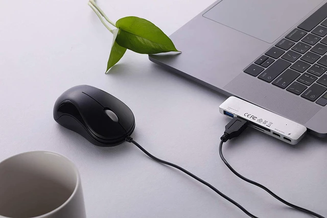Alt view image 4 of 6 - Mini USB Wired Mouse for Laptop, Office, Business, Notebook, MacBook, Desktop, Chromebook, PC - Black