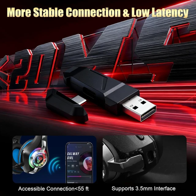 Alt view image 4 of 7 - 2.4GHz Wireless Gaming Headset for PS5/PS4/Switch, 45H RGB Lights | 2026 Gaming Headphones with ENC Mic, 7.1 Surround Sound, 40mm Drivers, <20ms Low Latency, 276g Lightweight, Memory Foam