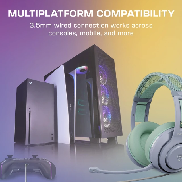 Alt view image 4 of 7 - Atlas 200 Wired Multiplatform Gaming Headset for Xbox, PS5, PC | Xbox Series X|S, Xbox One, PlayStation, 50mm Drivers, Flip-to-Mute Mic, Memory Foam, Floating Headband, Seafoam Breeze