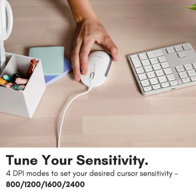 Alt view image 4 of 6 - Wired USB C Mouse for Mac & Windows - 3 Button & Scroll Wheel USB Type C Mouse - Comfortable Ambidextrous Design - Compact Wired Mouse with Optical Sensor & DPI Switch 800/1200/1600/2400