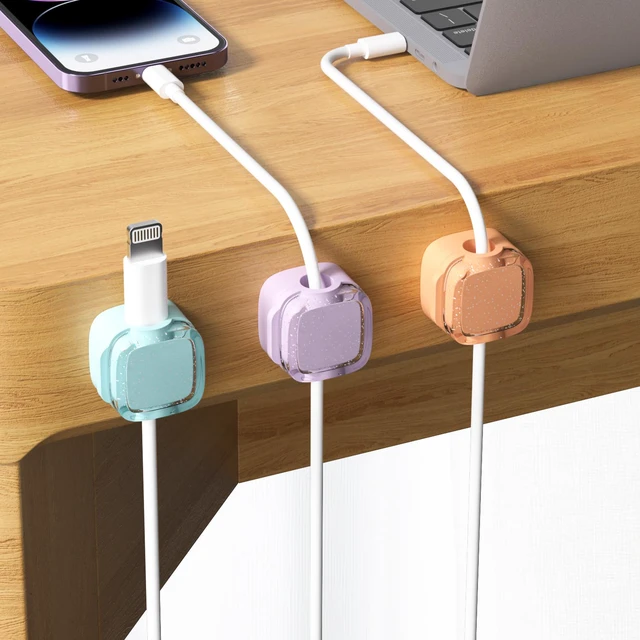 Alt view image 3 of 7 - Glitter Magnetic Cable Clips, 2027 Cute Sparkly Charger Cord Holder | Under Desk Cable Management, Strong Adhesive Wire Organizer Keeper for Nightstand Desktop Workspace Home Office