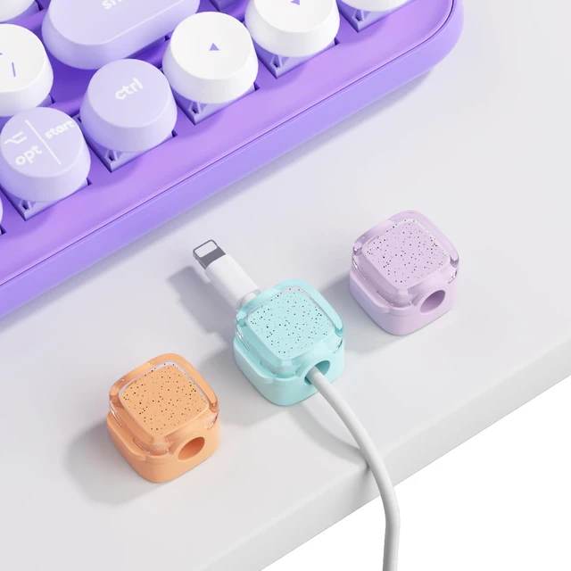 Alt view image 4 of 7 - Glitter Magnetic Cable Clips, 2027 Cute Sparkly Charger Cord Holder | Under Desk Cable Management, Strong Adhesive Wire Organizer Keeper for Nightstand Desktop Workspace Home Office