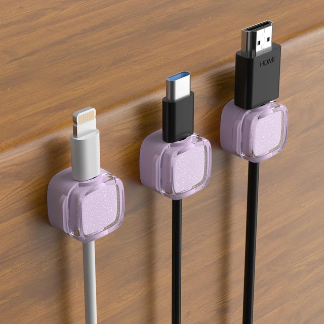 Main image of Glitter Magnetic Cable Clips, 2027 Cute Sparkly Charger Cord Holder | Under Desk Cable Management, Strong Adhesive Wire Organizer Keeper for Nightstand Desktop Workspace Home Office