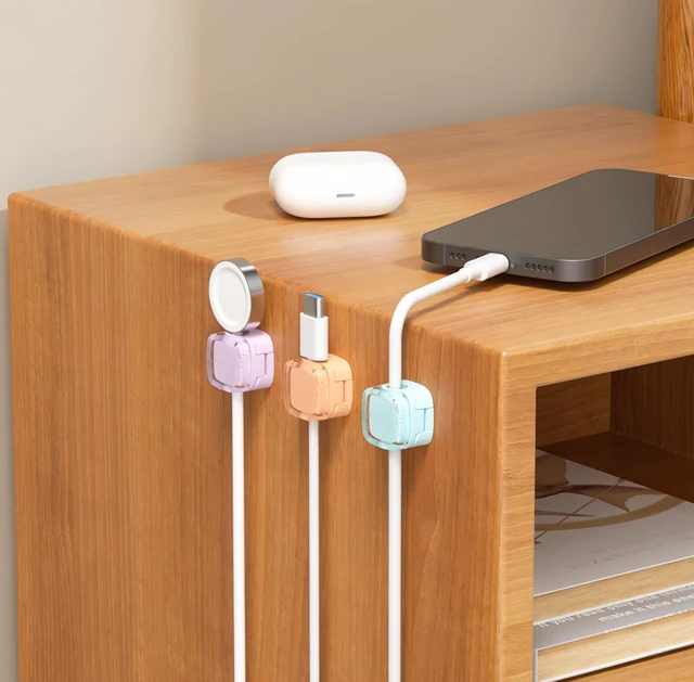 Alt view image 5 of 7 - Glitter Magnetic Cable Clips, 2027 Cute Sparkly Charger Cord Holder | Under Desk Cable Management, Strong Adhesive Wire Organizer Keeper for Nightstand Desktop Workspace Home Office