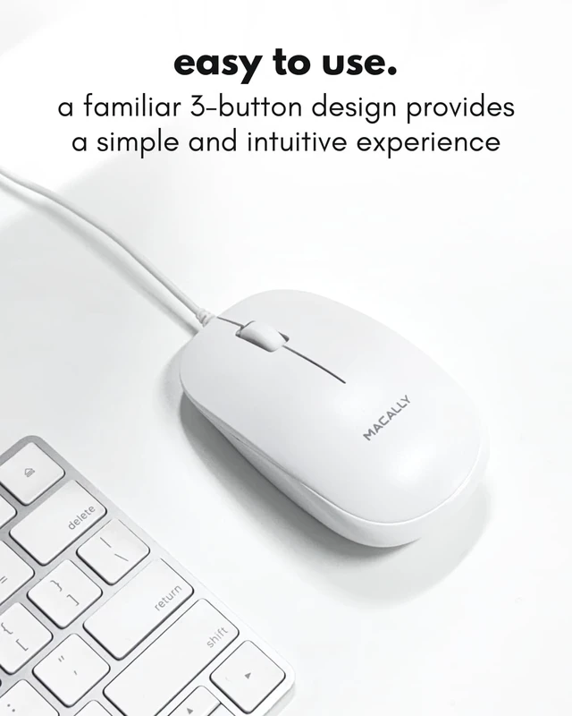 Alt view image 2 of 7 - Wired Mouse for Mac and PC - Dual USB C + A Plug - Simple Ambidextrous 3 Button USB Mouse Wired with Scroll Wheel and 1200 DPI Optical Sensor - for Apple, MacBook, iMac, Laptop and PC - White