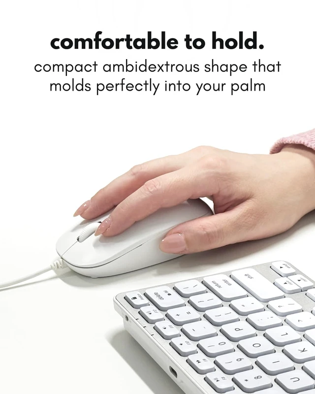 Alt view image 4 of 7 - Wired Mouse for Mac and PC - Dual USB C + A Plug - Simple Ambidextrous 3 Button USB Mouse Wired with Scroll Wheel and 1200 DPI Optical Sensor - for Apple, MacBook, iMac, Laptop and PC - White
