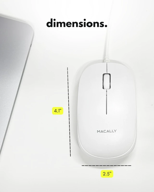 Alt view image 7 of 7 - Wired Mouse for Mac and PC - Dual USB C + A Plug - Simple Ambidextrous 3 Button USB Mouse Wired with Scroll Wheel and 1200 DPI Optical Sensor - for Apple, MacBook, iMac, Laptop and PC - White