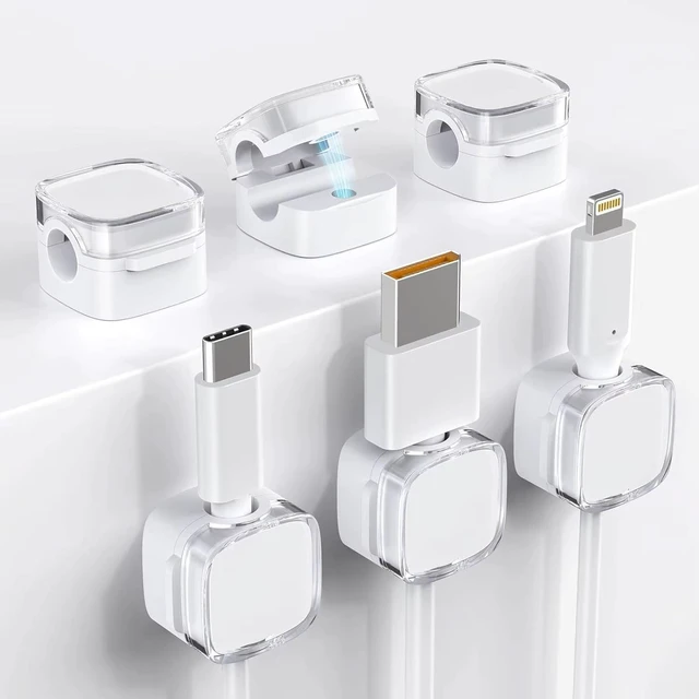 Main image of Magnetic Cord Cable Organizer Clips, Desktop Cord Managment Holder for Home Office Nighstand, 6 Pack