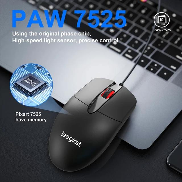 Alt view image 2 of 7 - Ergonomic Optical Wired Mouse M102 Wired 3-Button USB Computer Mice for laptops,Chromebook,MacBook,PC Computer (Black)