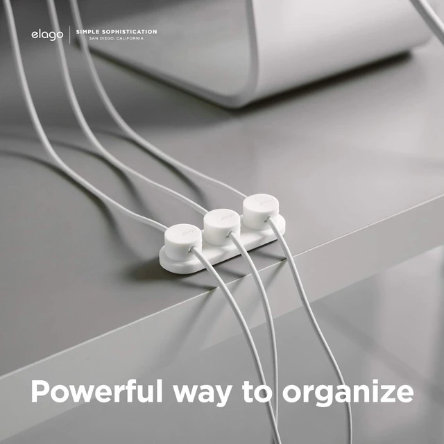 Alt view image 2 of 7 - Magnetic Cable Management Buttons | Reusable Sticker Attaches to Surface, Organize 3 Cables, Magnetic cable holder, Powerful magnets, Desk Organization (Black)