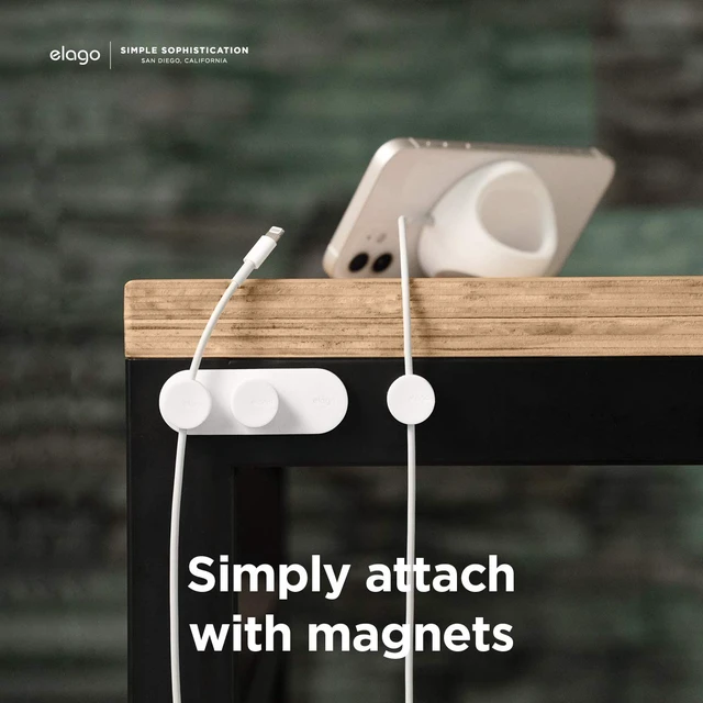 Alt view image 4 of 7 - Magnetic Cable Management Buttons | Reusable Sticker Attaches to Surface, Organize 3 Cables, Magnetic cable holder, Powerful magnets, Desk Organization (Black)