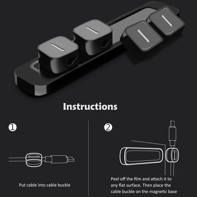 Alt view image 6 of 6 - Cable Clips Organizer Magnetic Cable Management Clips Cord Organizer Self Adhesive Sticky for All Wires, Desk Wall Desktop Cord Office Home USB Cable Power Wire Mouse Cable, Black