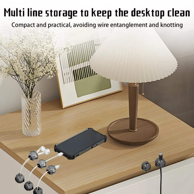 Alt view image 5 of 7 - Magnetic Cable Organizer Set, 8 Pcs Easy Adhesion Desk & Wall Mount Holders for Mobile Phones and USB Cables, Perfect for Office, Kitchen, Car, and Bedside Use (Black)