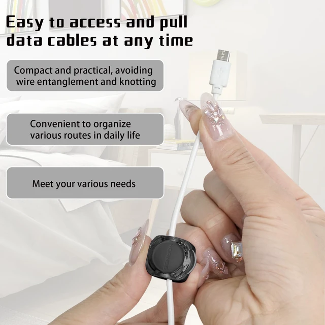 Alt view image 6 of 7 - Magnetic Cable Organizer Set, 8 Pcs Easy Adhesion Desk & Wall Mount Holders for Mobile Phones and USB Cables, Perfect for Office, Kitchen, Car, and Bedside Use (Black)