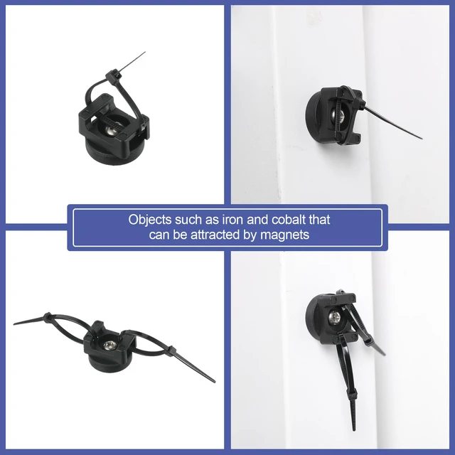 Alt view image 6 of 6 - 60 Pcs Magnetic Zip Tie Mount with Nylon Cable Ties, 22 mm | Heavy Duty Wire Management, Multipurpose Holder Clips for Office, Garage, Outdoor Use, Secure Mounts on Metal Surfaces