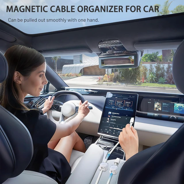 Alt view image 5 of 6 - 6 Pack Magnetic Cord Organizer & Cable Clips - Adjustable Under Desk Cable Management, Adhesive Wire Holder for Home, Office, Phone, Car, Wall, and Nightstand (Violet)