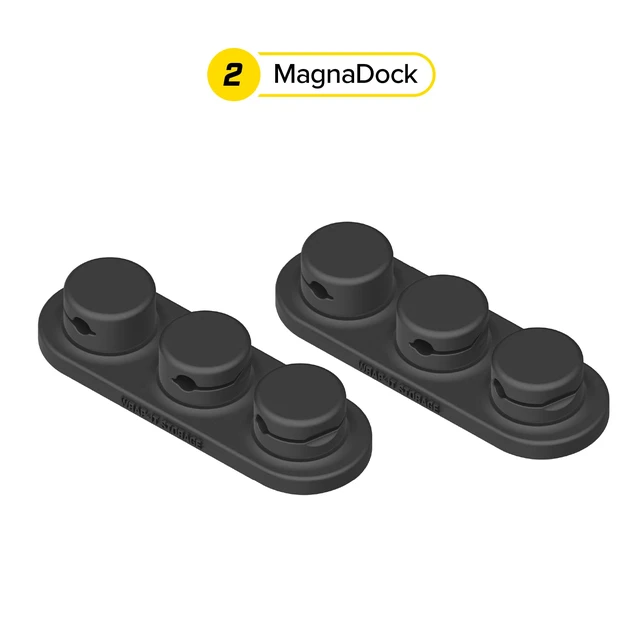 Alt view image 3 of 7 - MagnaDock Magnetic Cable Holder - 2-Pack (Black) | Adhesive Cable Clips Cord Organizer Desktop Cord Holder for Nightstand Desk Cable Management