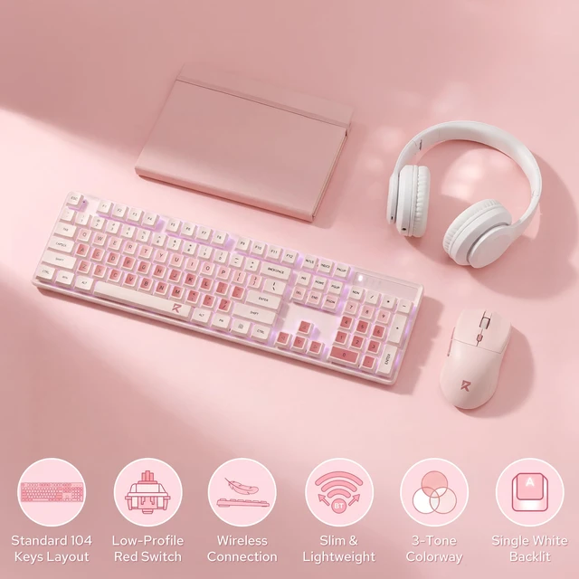 Alt view image 2 of 7 - BS8531 Wireless 104-Key Low-Profile Keyboard, 4000 DPI Mouse Combo | 30% Slimmer Ultra-Thin Mechanical Switch for Faster Keystrokes, Ergonomic Typing, 5-Level Adjustable DPI, Shared Dongle
