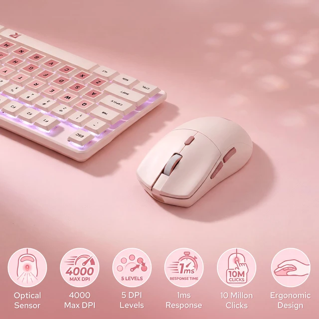Alt view image 3 of 7 - BS8531 Wireless 104-Key Low-Profile Keyboard, 4000 DPI Mouse Combo | 30% Slimmer Ultra-Thin Mechanical Switch for Faster Keystrokes, Ergonomic Typing, 5-Level Adjustable DPI, Shared Dongle