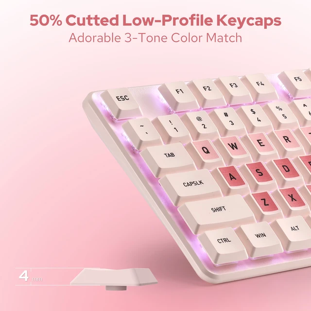 Alt view image 4 of 7 - BS8531 Wireless 104-Key Low-Profile Keyboard, 4000 DPI Mouse Combo | 30% Slimmer Ultra-Thin Mechanical Switch for Faster Keystrokes, Ergonomic Typing, 5-Level Adjustable DPI, Shared Dongle