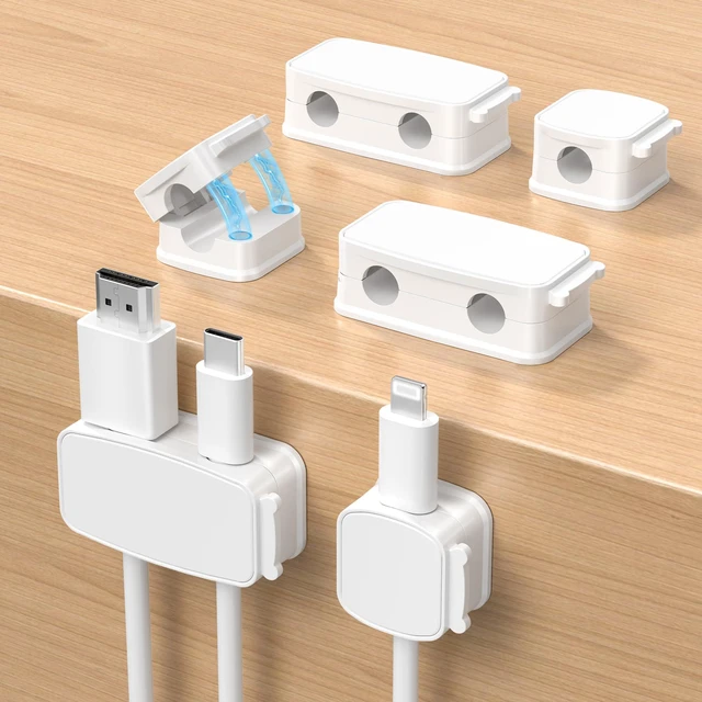 Main image of 6Pack Magnetic Cable Clips Organizer,Cord Management Holder | Strong Adhesive Phone Charging Wire Keeper for Desk,Nightstand,Wall,Car,Desktop,Table,Home,Office