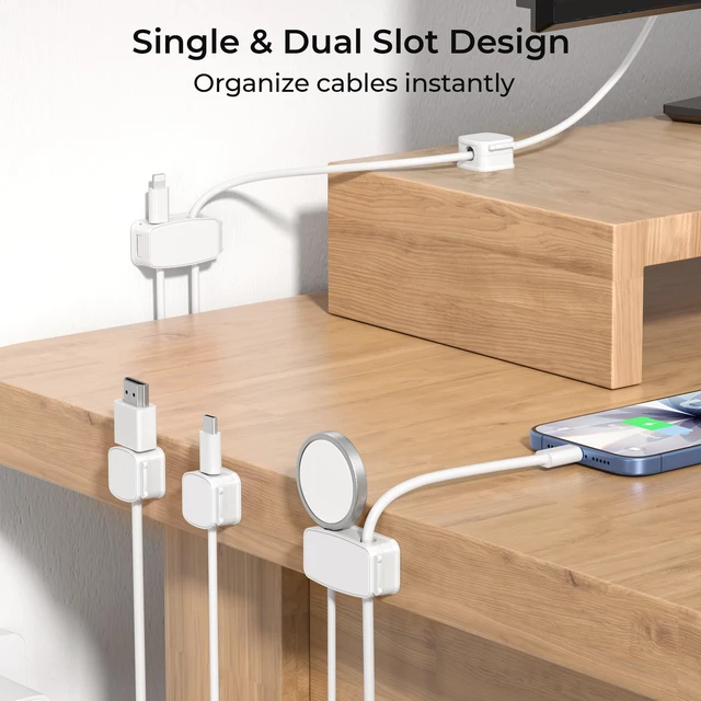 Alt view image 2 of 7 - 6Pack Magnetic Cable Clips Organizer,Cord Management Holder | Strong Adhesive Phone Charging Wire Keeper for Desk,Nightstand,Wall,Car,Desktop,Table,Home,Office