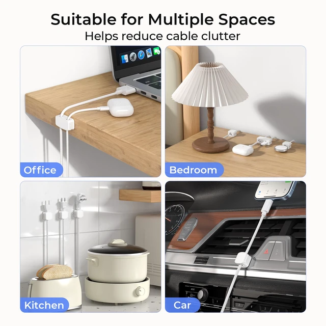 Alt view image 7 of 7 - 6Pack Magnetic Cable Clips Organizer,Cord Management Holder | Strong Adhesive Phone Charging Wire Keeper for Desk,Nightstand,Wall,Car,Desktop,Table,Home,Office