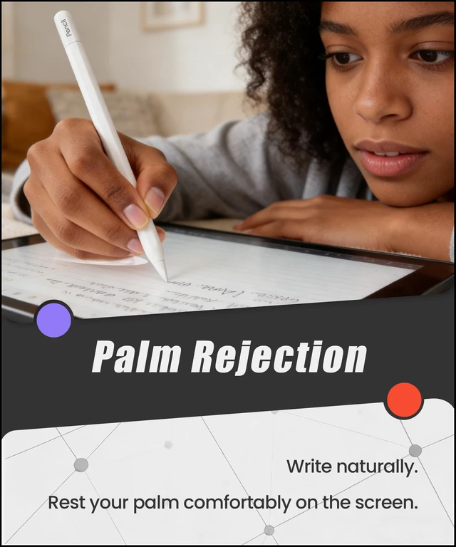 Alt view image 6 of 7 - USB-C Pencil for iPad 2018-2026: Hidden-Port & BT Shortcut Button | Stylus Pen with Tilt Sensitivity & Palm Rejection for iPad 6-11th&Mini 5-7th, Air 3-5th/M2/M3, Pro 11"/12.9"/13"(M4/M5)White