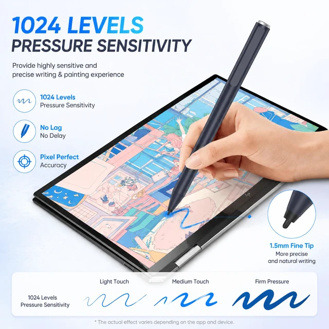 Alt view image 4 of 7 - Stylus Pen for HP Omnibook X Flip Envy/Pavilion/Spectre x360 300Day Battery | Active Stylus Pen with Smooth Writing, MPP 1.51 Tilt Pen with Pressure Sensitivity & Palm Rejection for Drawing,