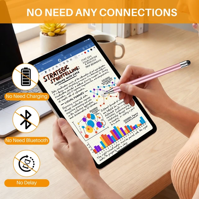 Alt view image 4 of 7 - 2-in-1 iPad Stylus,9mm Comfort Grip Stylists Pen for Touch Screens | 5pcs, Metal Barrel, High Sensitivity Universal Stylus,No Charging, Stylus Pen for iPad/iPhone/Switch/Android All Touchscreens