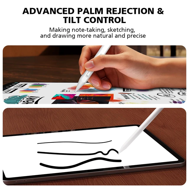 Alt view image 4 of 7 - Stylus Pen for iPad 2018 & Later, Bluetooth Wireless Pencil for iPad Pro/Air/Mini, Palm Rejection Tilt Sensitivity, USB-C Fast Charging Replaceable Pen Nibs White