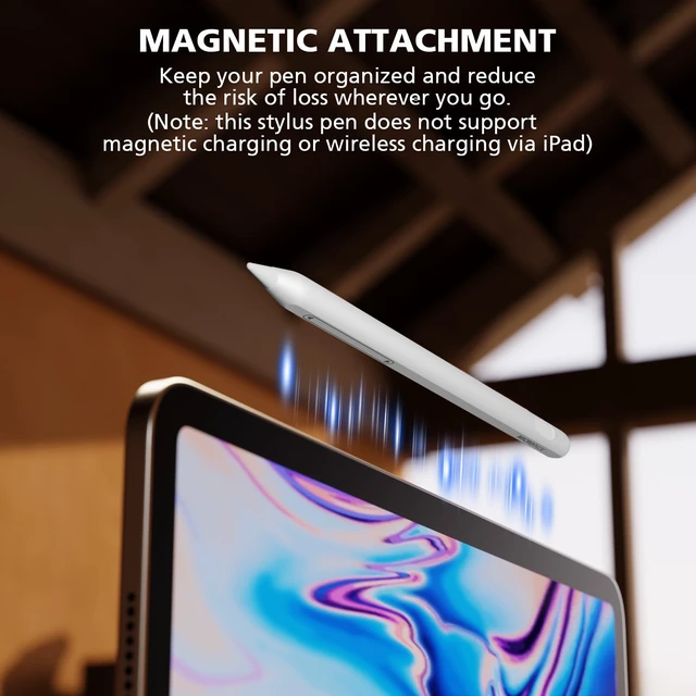 Alt view image 6 of 7 - Stylus Pen for iPad 2018 & Later, Bluetooth Wireless Pencil for iPad Pro/Air/Mini, Palm Rejection Tilt Sensitivity, USB-C Fast Charging Replaceable Pen Nibs White