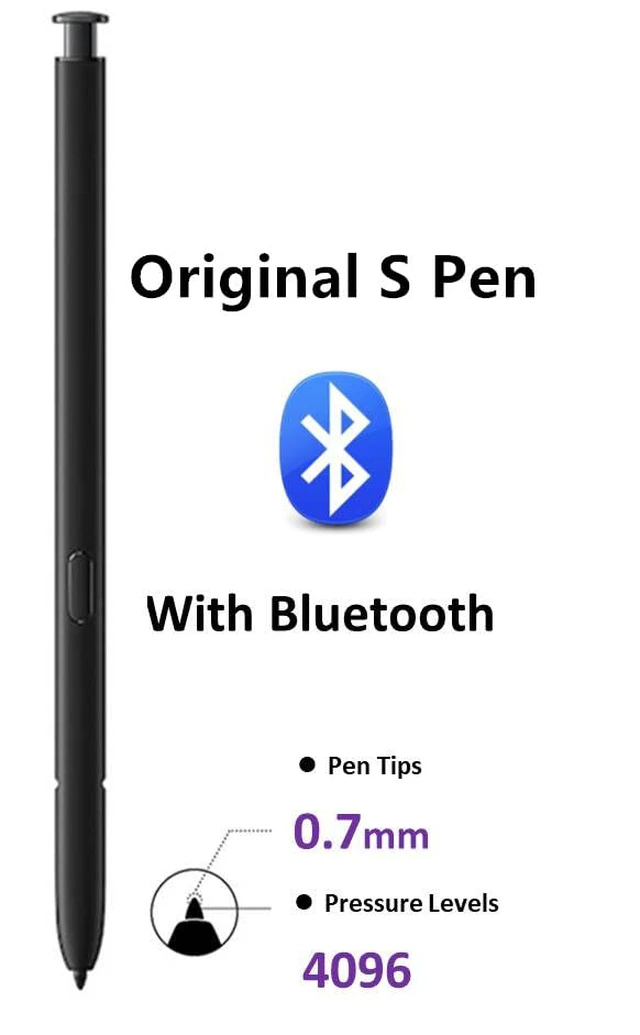 Alt view image 2 of 6 - S23 Ultra Stylus Pen (WithBluetooth) Replacement for Samsung Galaxy S23 Ultra 5G All Versions S Pen with 5xTips/Nibs (Phantom Black)