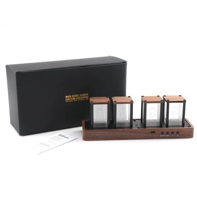 Alt view image 3 of 6 - Nixie Tube Clock Walnut Digital Clock, Support Wi-Fi Time SYNC, Alarm & Timer, 12/24H Display, A Retro Gift for Friends