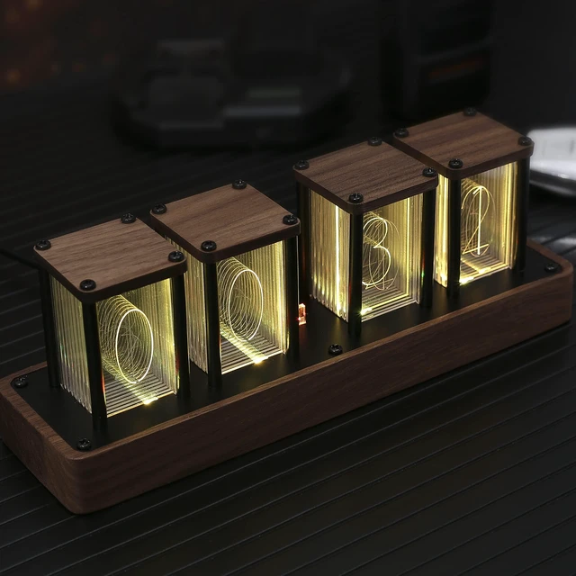 Main image of Nixie Tube Clock Walnut Digital Clock, Support Wi-Fi Time SYNC, Alarm & Timer, 12/24H Display, A Retro Gift for Friends