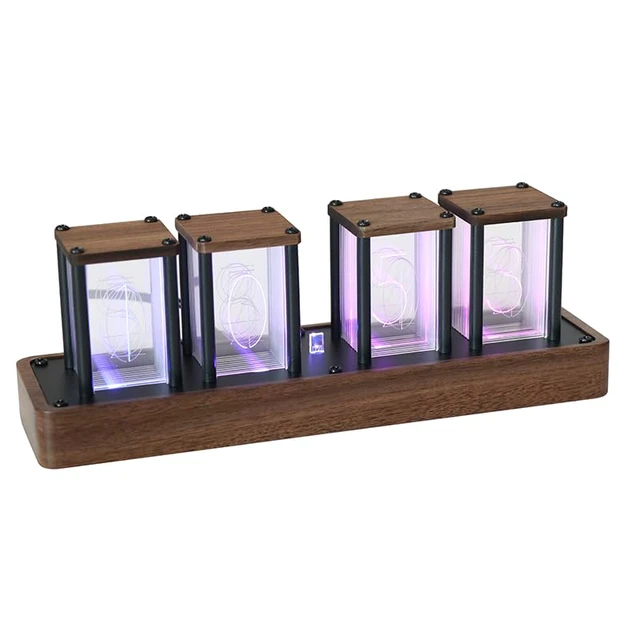 Alt view image 6 of 6 - Nixie Tube Clock Walnut Digital Clock, Support Wi-Fi Time SYNC, Alarm & Timer, 12/24H Display, A Retro Gift for Friends